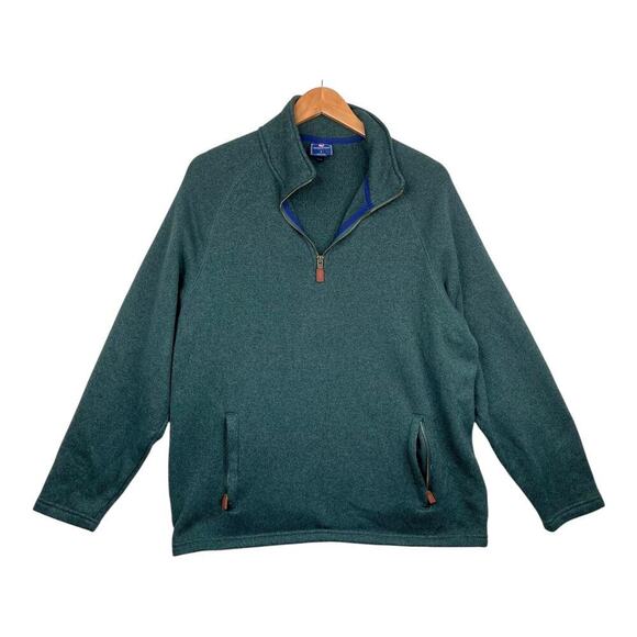 Vineyard Vines Dark Hunter Green Fleece Lined 1/4 Zip Pullover Jacket Size Large - Picture 1 of 4